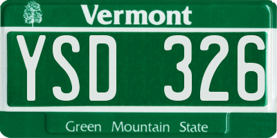 VT license plate YSD326