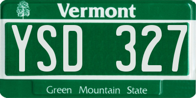 VT license plate YSD327