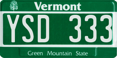 VT license plate YSD333
