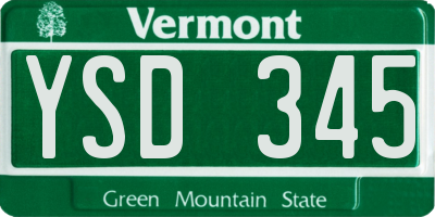 VT license plate YSD345