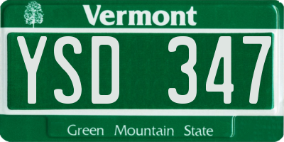 VT license plate YSD347