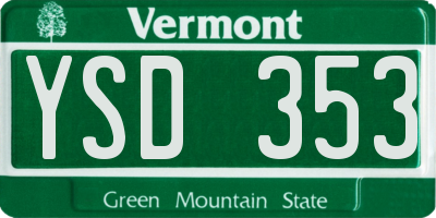 VT license plate YSD353