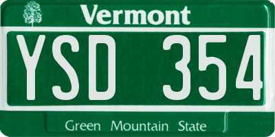 VT license plate YSD354