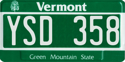 VT license plate YSD358
