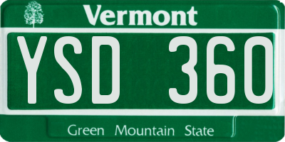 VT license plate YSD360