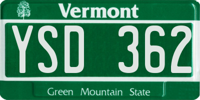 VT license plate YSD362