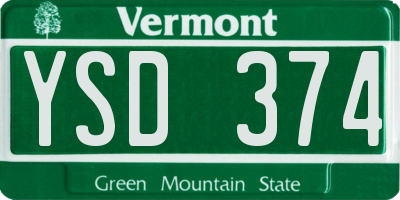 VT license plate YSD374
