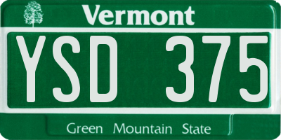 VT license plate YSD375