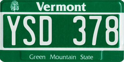 VT license plate YSD378