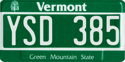 VT license plate YSD385