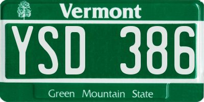 VT license plate YSD386