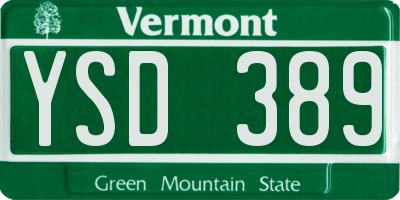 VT license plate YSD389