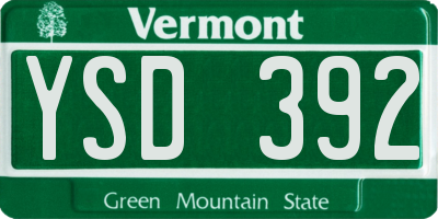 VT license plate YSD392