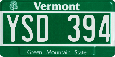 VT license plate YSD394