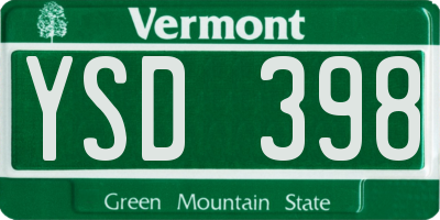VT license plate YSD398