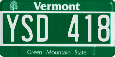VT license plate YSD418