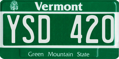 VT license plate YSD420