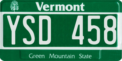 VT license plate YSD458