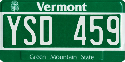 VT license plate YSD459