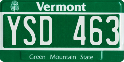 VT license plate YSD463