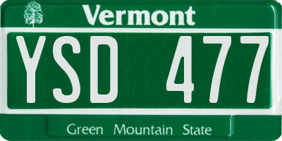 VT license plate YSD477