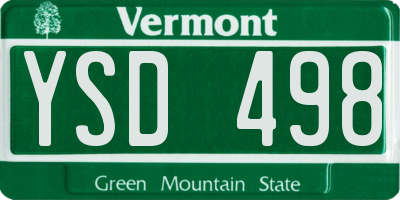 VT license plate YSD498