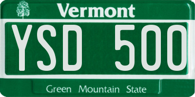 VT license plate YSD500