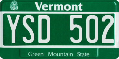 VT license plate YSD502