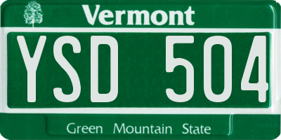 VT license plate YSD504