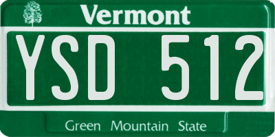 VT license plate YSD512