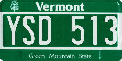 VT license plate YSD513