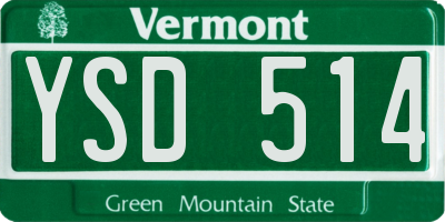 VT license plate YSD514