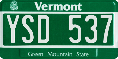 VT license plate YSD537
