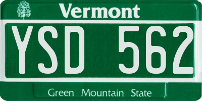 VT license plate YSD562