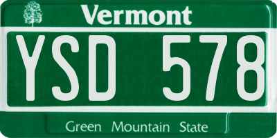 VT license plate YSD578