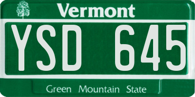 VT license plate YSD645