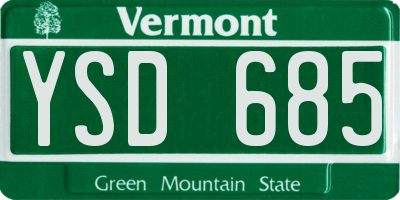 VT license plate YSD685