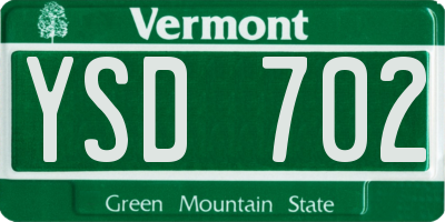 VT license plate YSD702