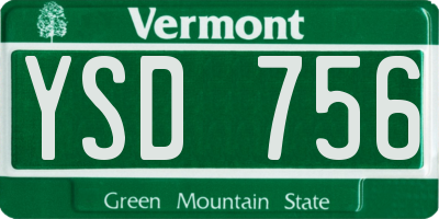 VT license plate YSD756