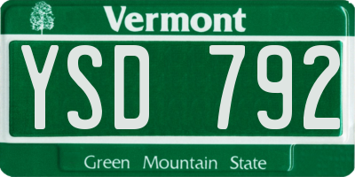 VT license plate YSD792