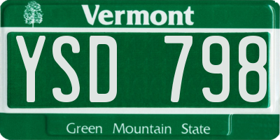 VT license plate YSD798