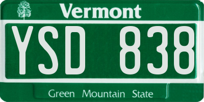 VT license plate YSD838