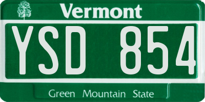 VT license plate YSD854