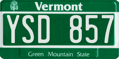 VT license plate YSD857