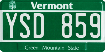 VT license plate YSD859