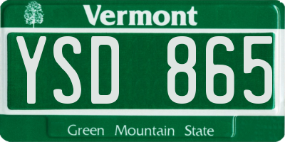 VT license plate YSD865