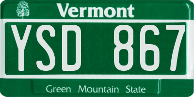 VT license plate YSD867