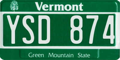 VT license plate YSD874