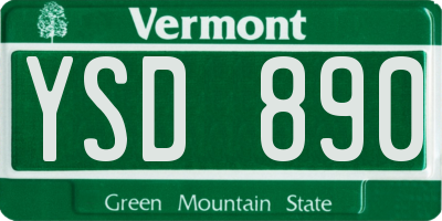 VT license plate YSD890