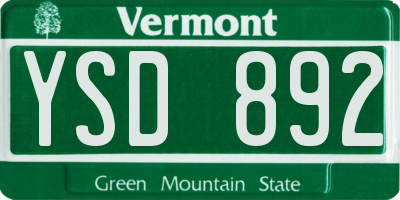 VT license plate YSD892